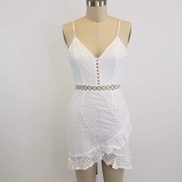 White Crochet Ruffle Dress - Picture 5 of 6